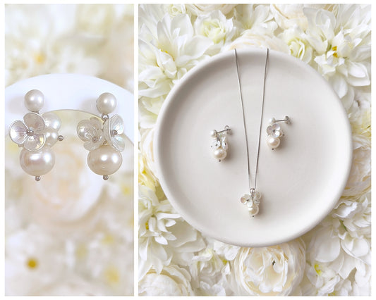 Silber Perlen Set mit Blüten 925 